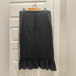 Acrobat 100% linen midi maxi skirt with ruffle hem detail M